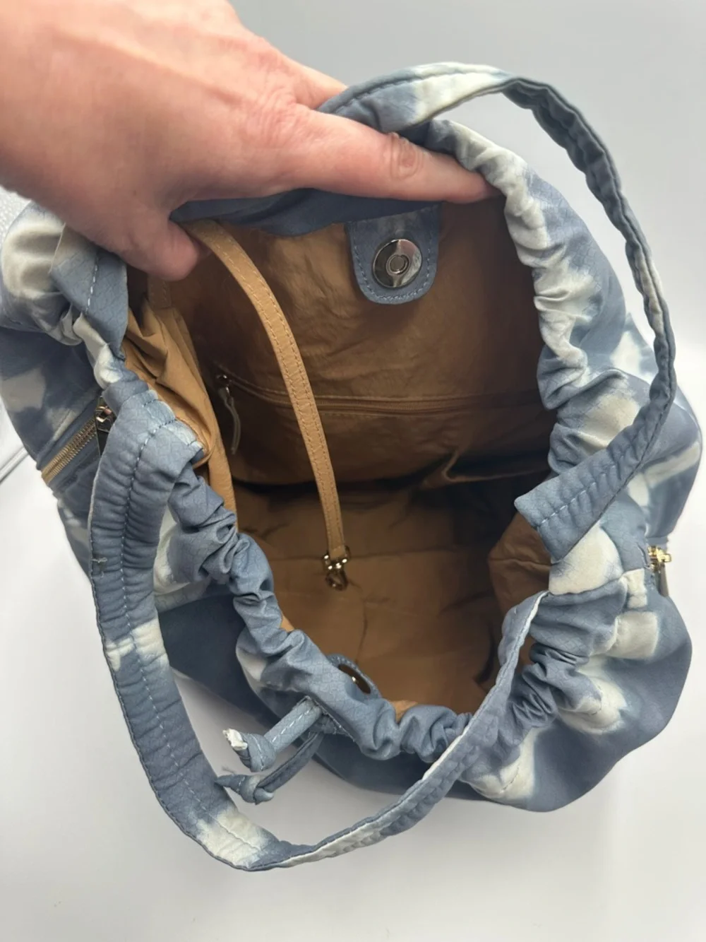 Vince Camuto Harlo Nylon Backpack Good Grey Gray & White Tie Dye
